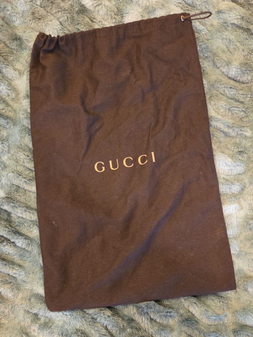 Gucci Brown Drawstring Dust Bag with Gold Logo